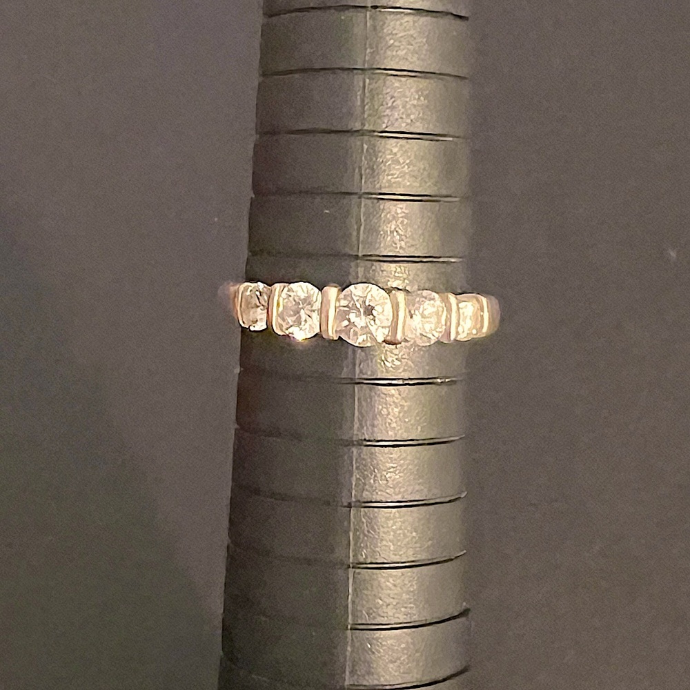 Sterling Silver Cubic Zirconia 5 Stone Ring - Picture 3 of 5